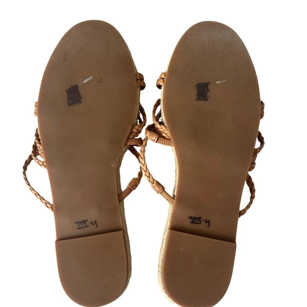 Madewell Espadrille Sandals Braided‎ Straps Tan Leather Slides Size 8